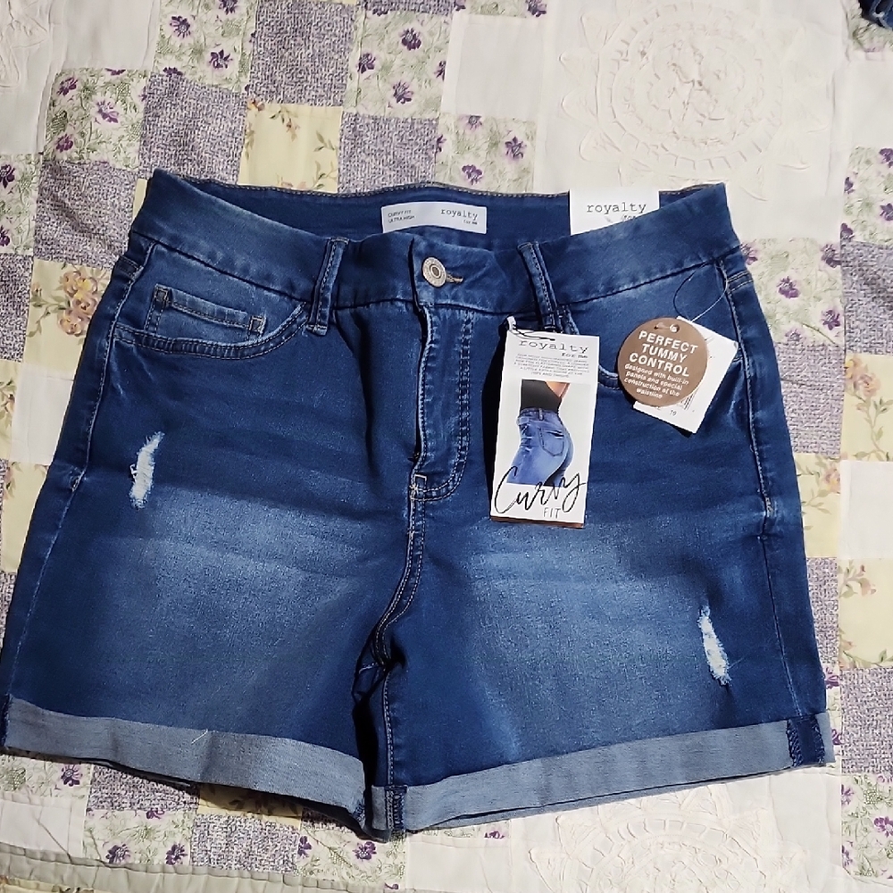Royalty For Me Blue Jean Shorts with Rolled Hems